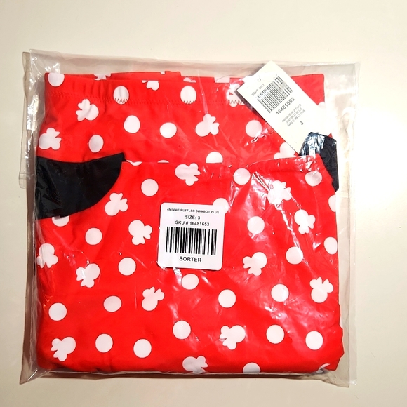 ❤️NWT VINTAGE HOT TOPIC MINNIE MOUSE RUFFLED SWIM BOTTOM - DISNEY PLUS SIZE 3X - Picture 4 of 8